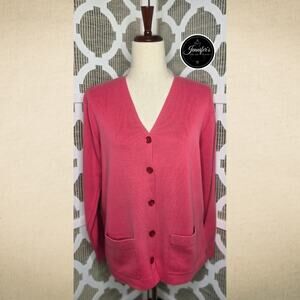 Talbots Coral V Neck Long Sleeve Button Closure Cardigan Size Small